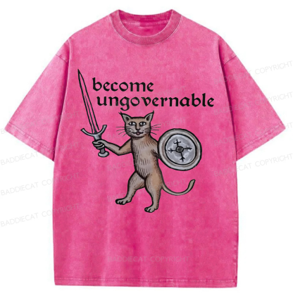 Baddiecat Become Ungovernable Cat Washed T-shirt