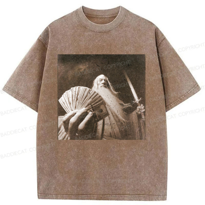 Baddiecat Wizard Old And Rich Comfort Washed T-shirt