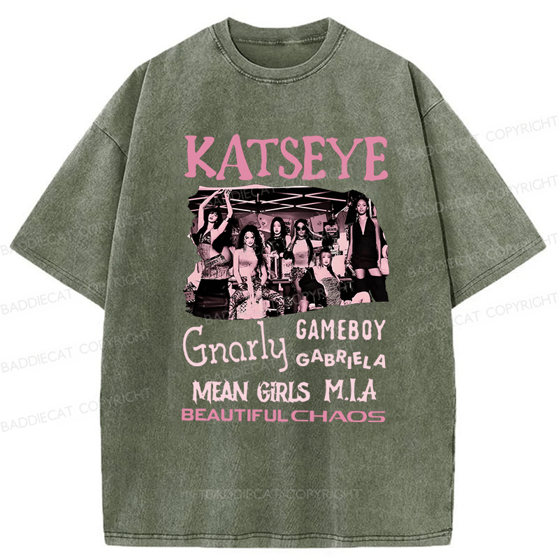 Baddiecat Katseye The Beautiful Chaos Tour Washed T-shirt