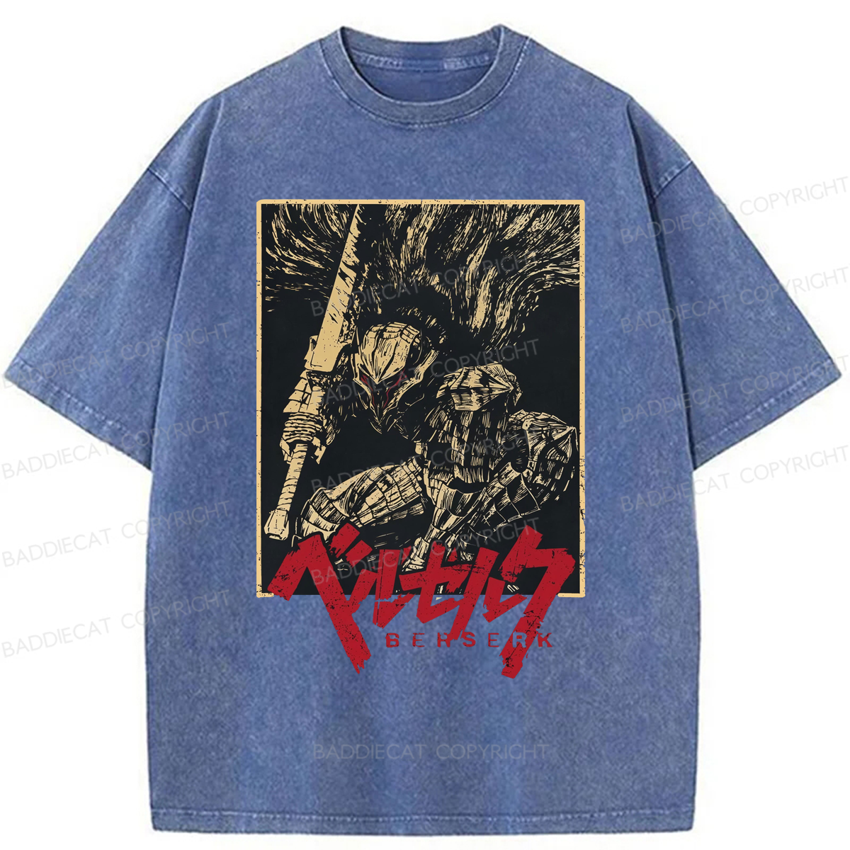 Baddiecat Berserk Guts Black Swordsman Washed T-shirt