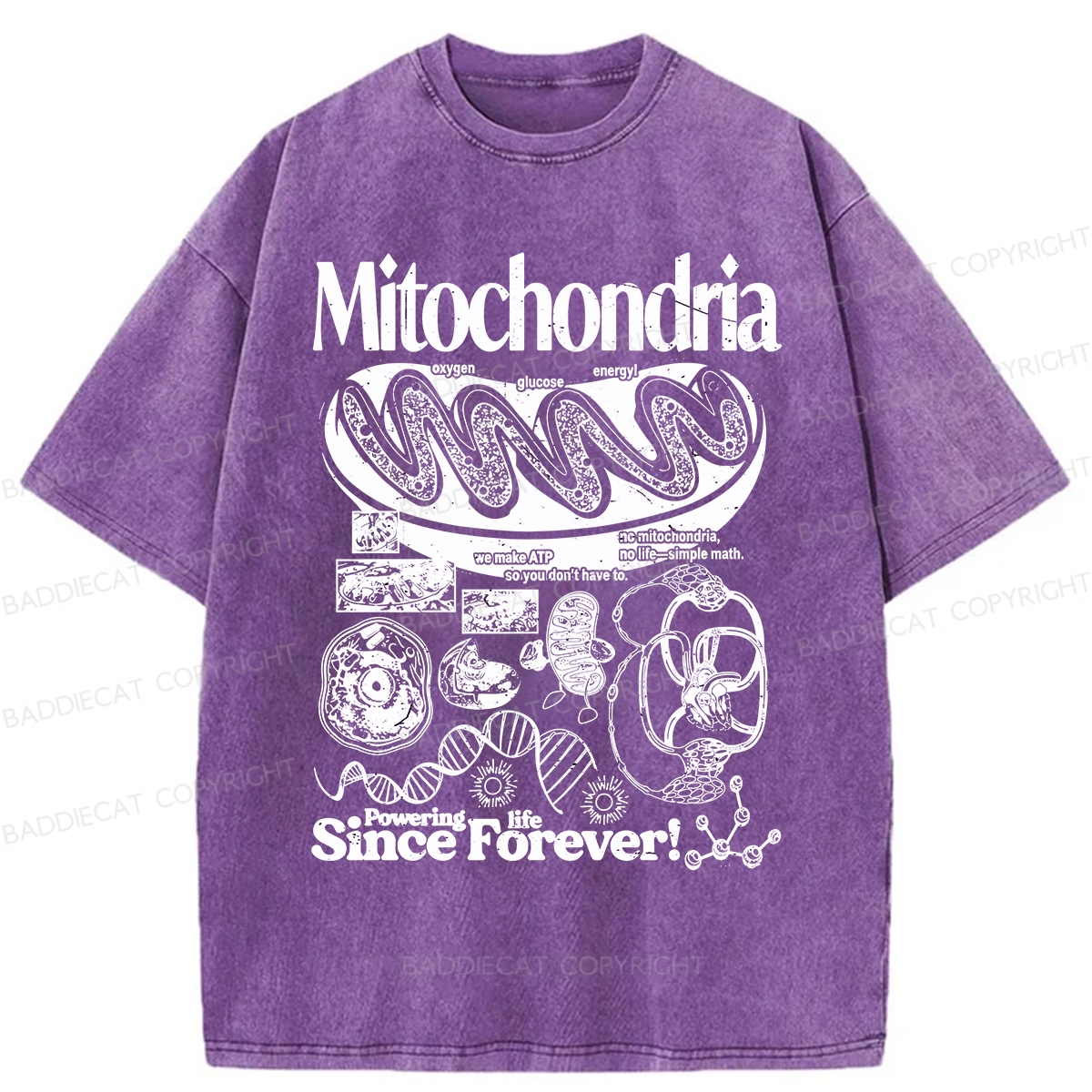 Baddiecat Mitochondria Vintage Science Washed T-shirt