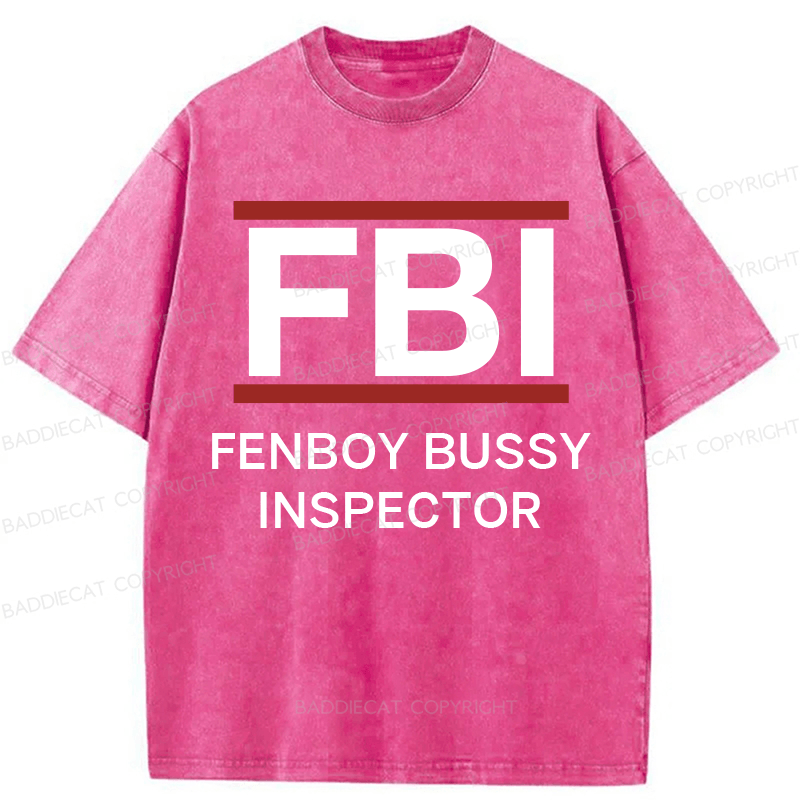 Baddiecat Fenboy Bussy Inspector Funny Washed T-shirt