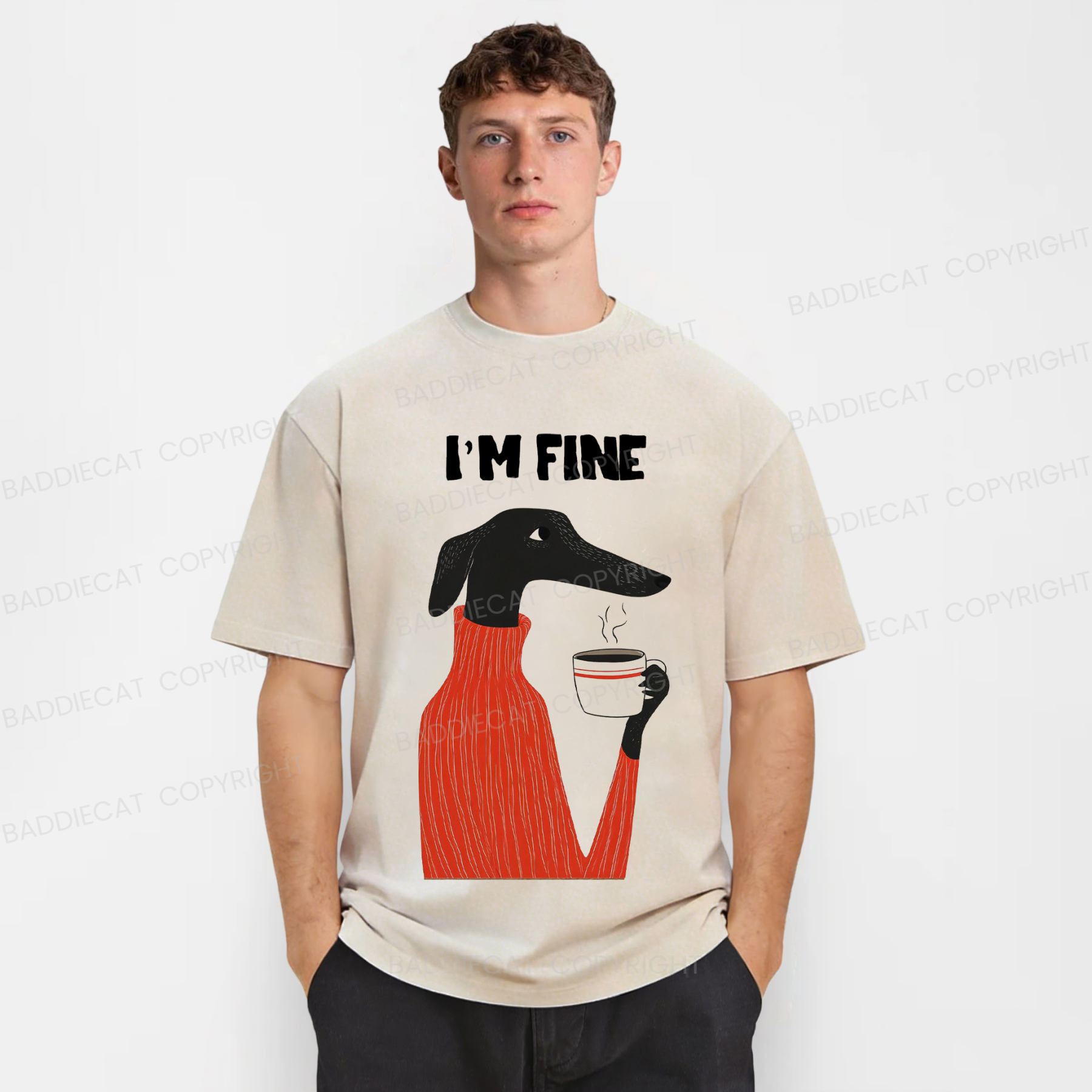 Baddiecat I'm Fine Washed T-shirt