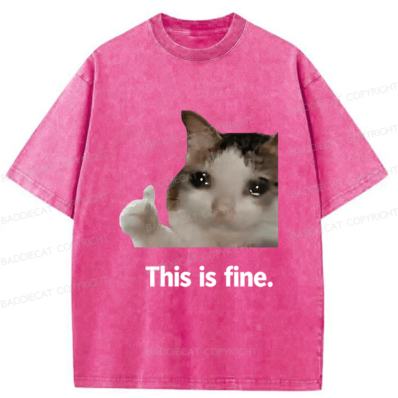 Baddiecat Cat Meme Funny Washed T-shirt