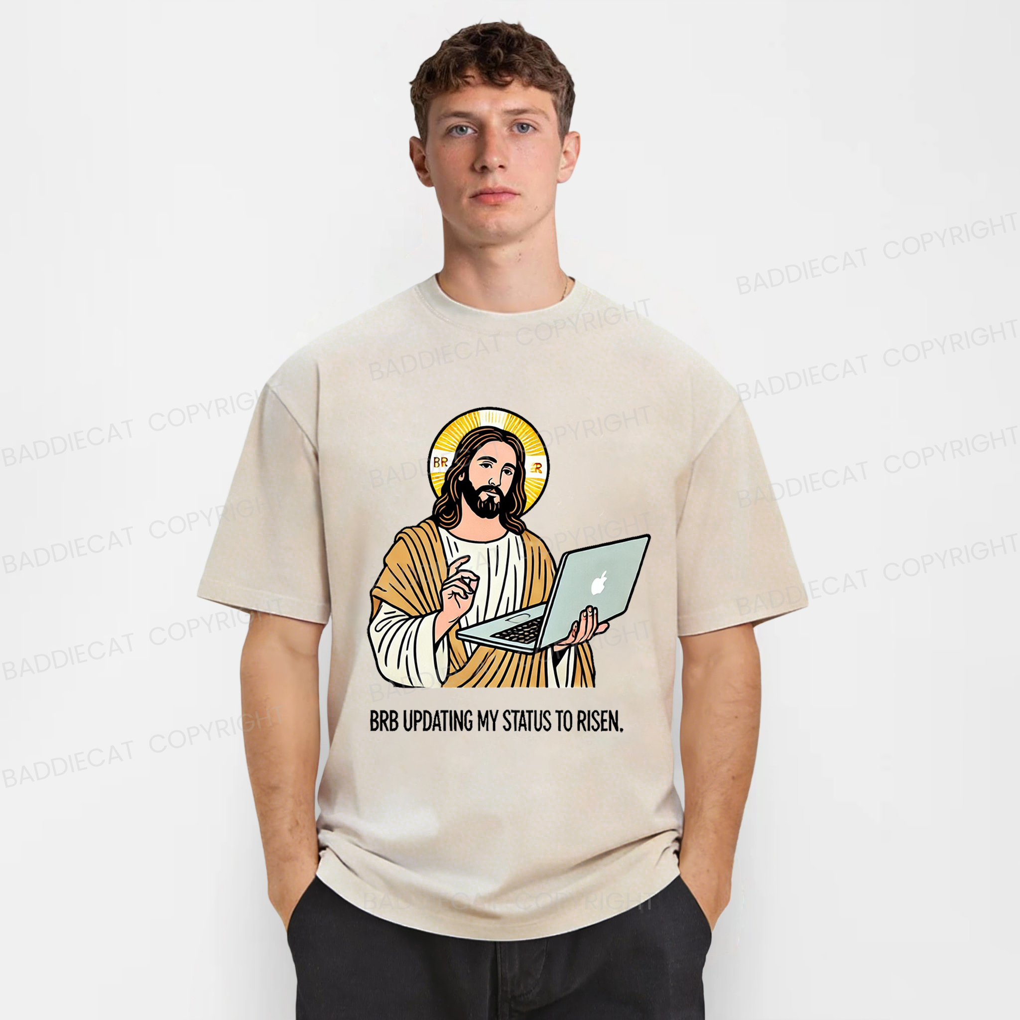Baddiecat Funny Jesus Retro Washed T-shirt