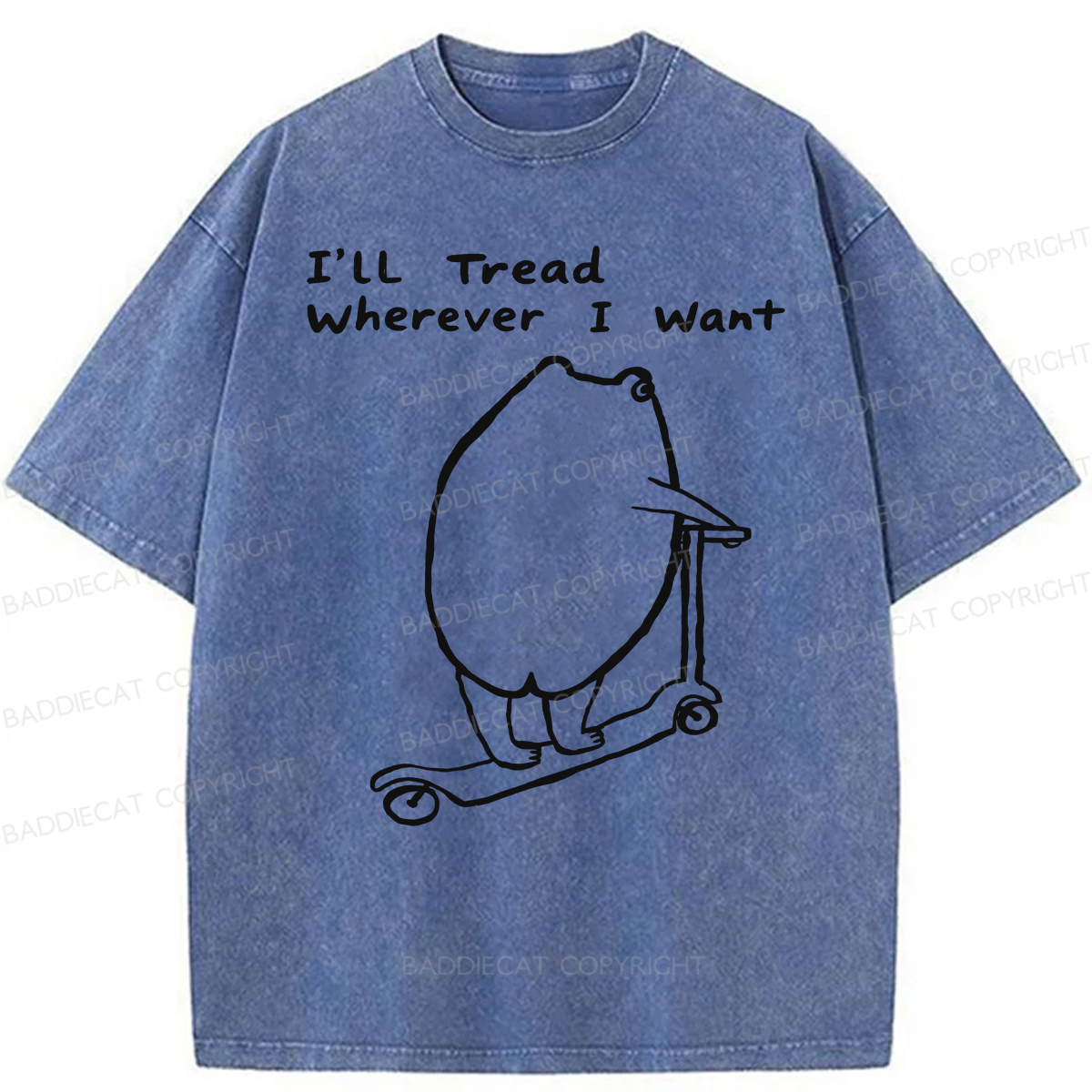 Baddiecat I'll Tread Wherever I Want Washed T-shirt