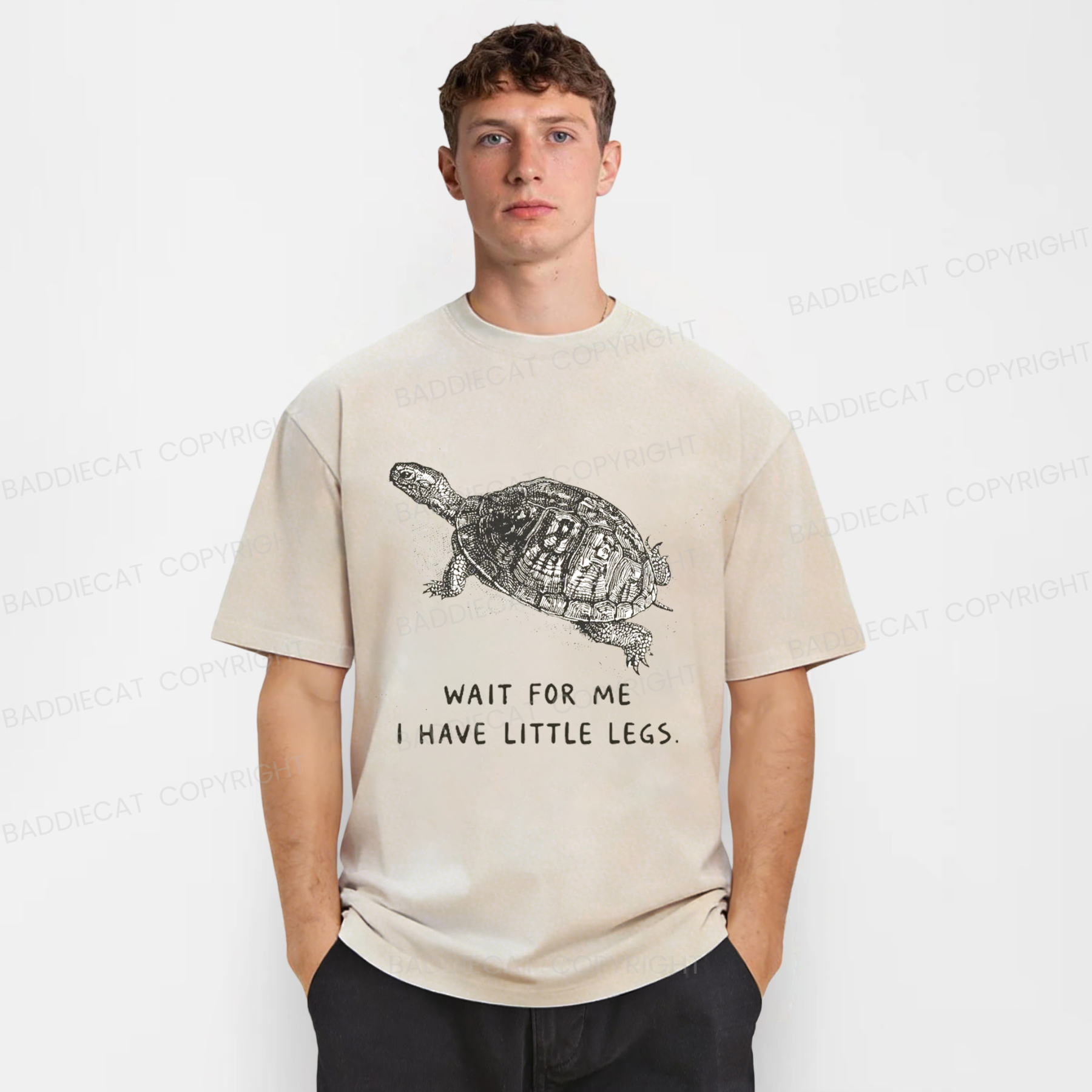 Baddiecat Anxious Turtle Washed T-shirt