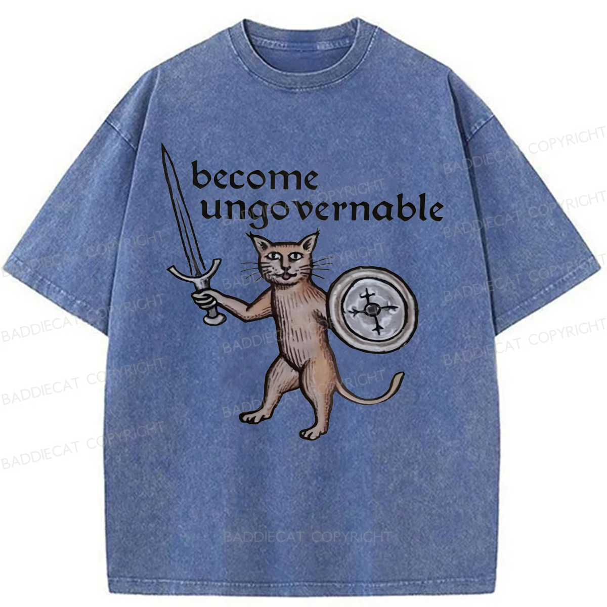 Baddiecat Become Ungovernable Cat Washed T-shirt
