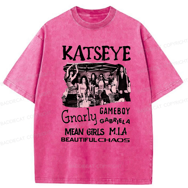 Baddiecat Katseye The Beautiful Chaos Tour Washed T-shirt