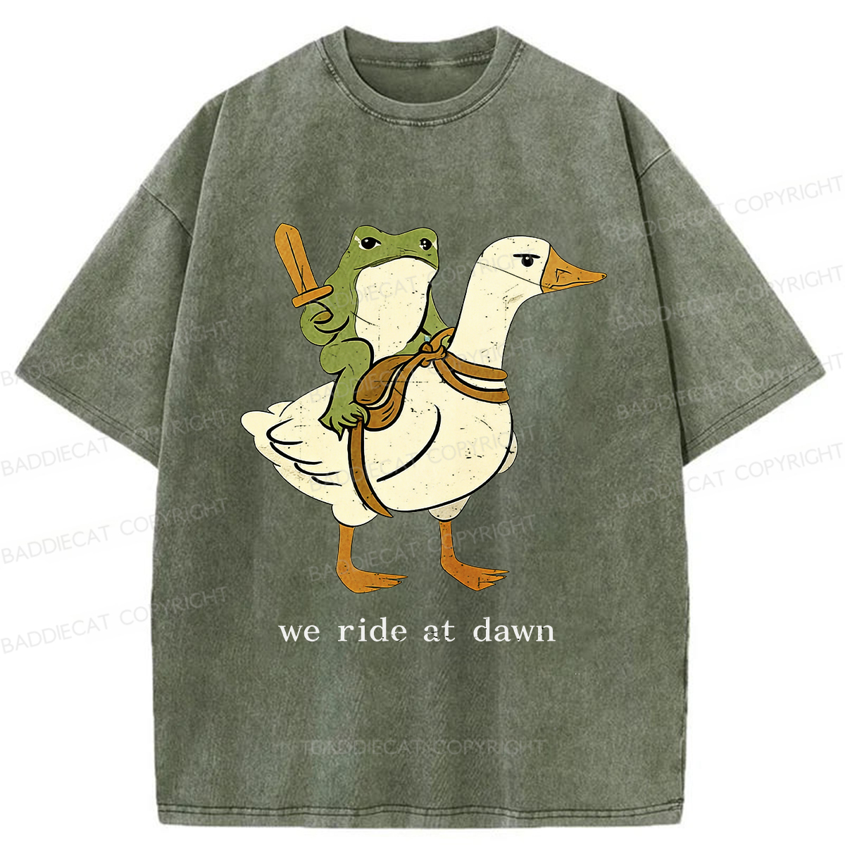 Baddiecat We Ride At Dawn Washed T-shirt