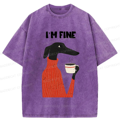 Baddiecat I'm Fine Washed T-shirt