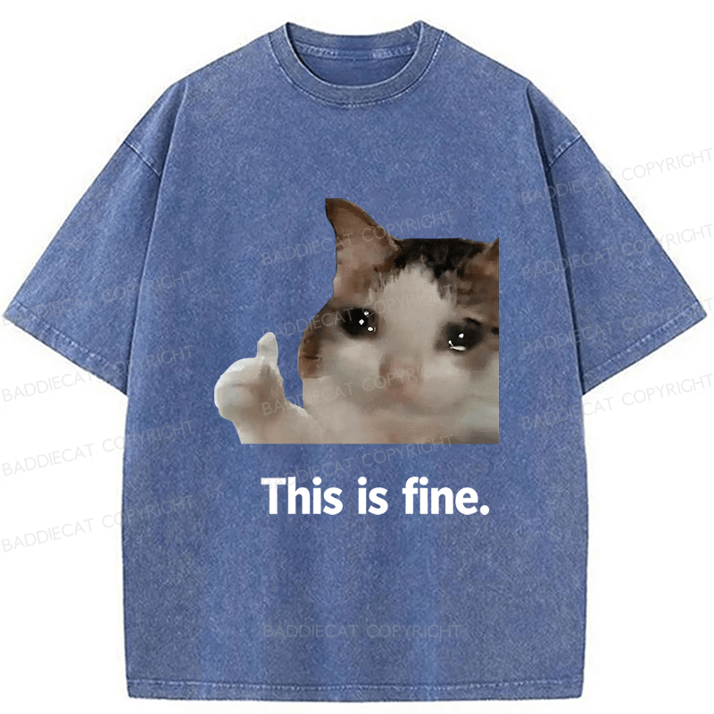 Baddiecat Cat Meme Funny Washed T-shirt