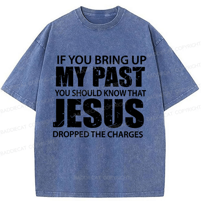 Baddiecat Jesus Christian Faith Washed T-shirt