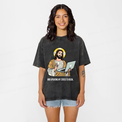 Baddiecat Funny Jesus Retro Washed T-shirt