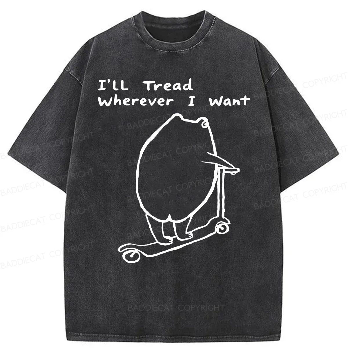 Baddiecat I'll Tread Wherever I Want Washed T-shirt