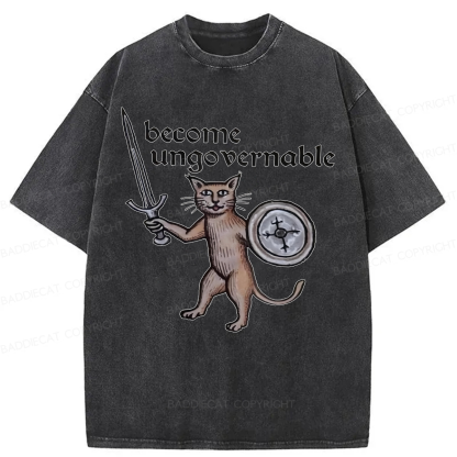 Baddiecat Become Ungovernable Cat Washed T-shirt
