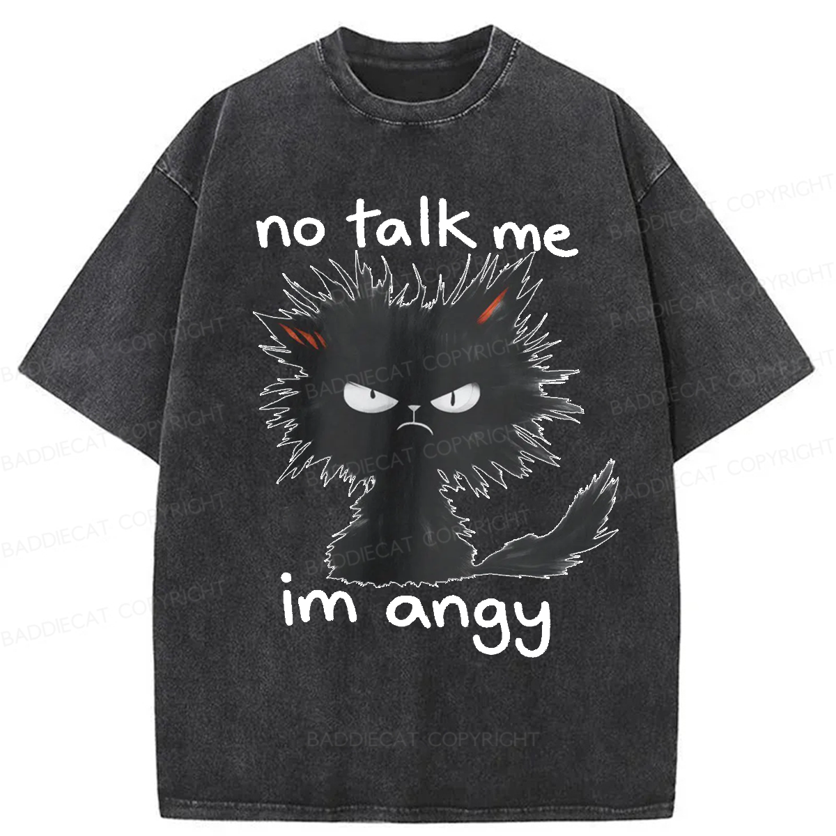 Baddiecat No Talk Me Im Angy Cat Washed T-shirt