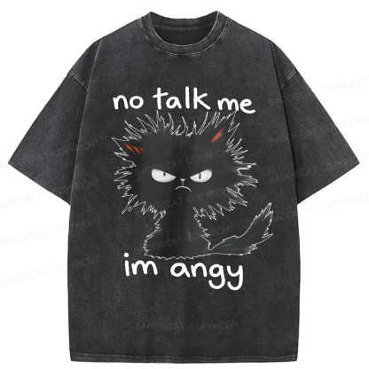 Baddiecat No Talk Me Im Angy Cat Washed T-shirt