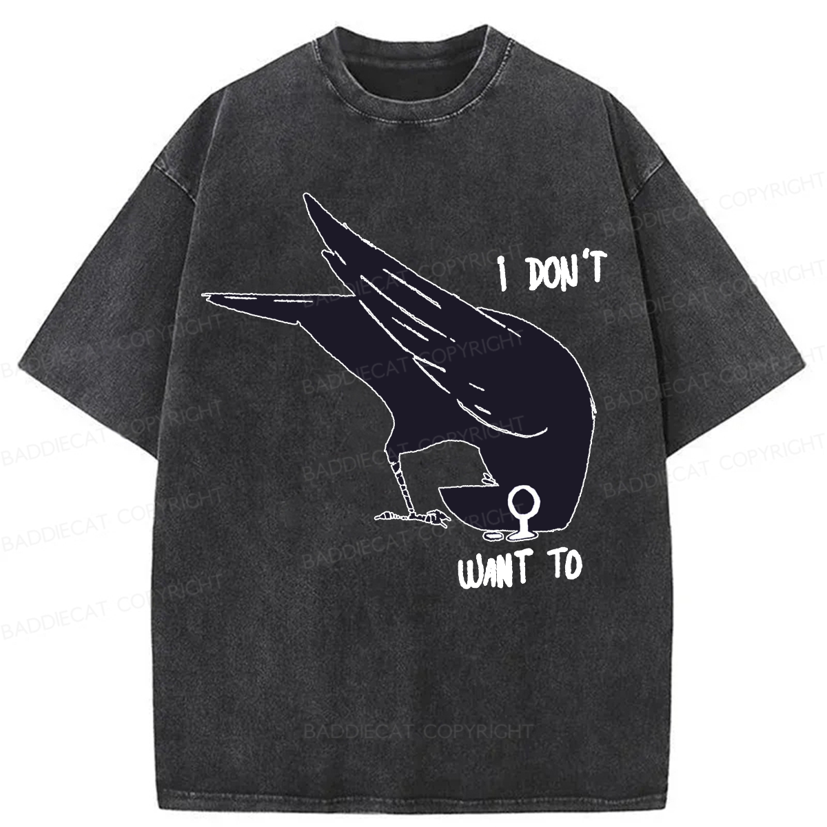 Baddiecat I Don't Want To Raven Washed T-shirt