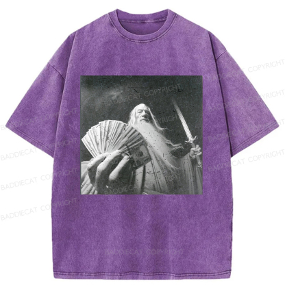Baddiecat Wizard Old And Rich Comfort Washed T-shirt