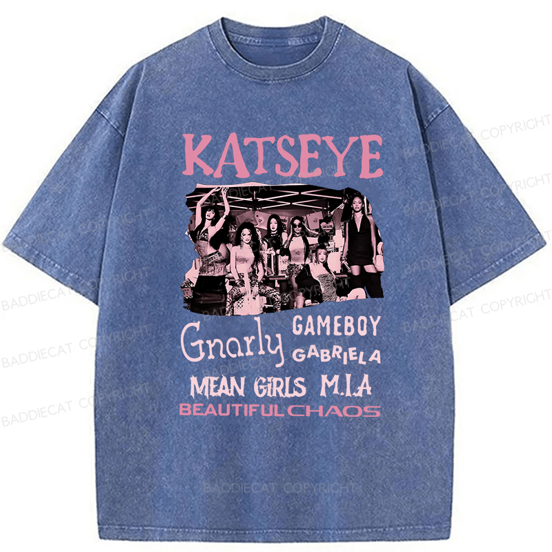 Baddiecat Katseye The Beautiful Chaos Tour Washed T-shirt