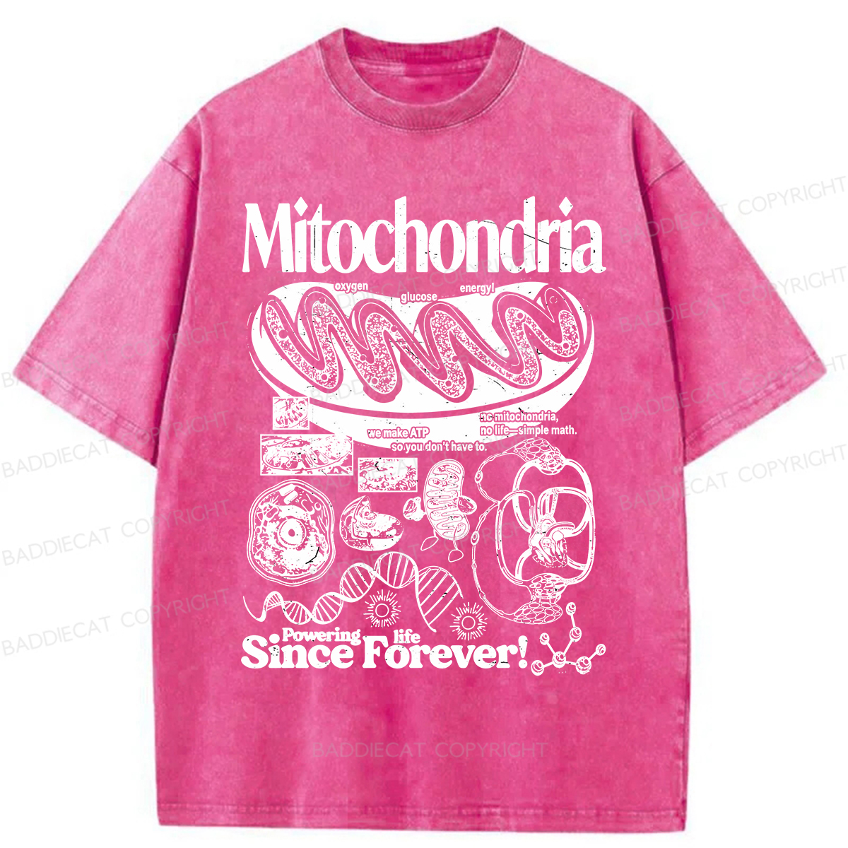 Baddiecat Mitochondria Vintage Science Washed T-shirt