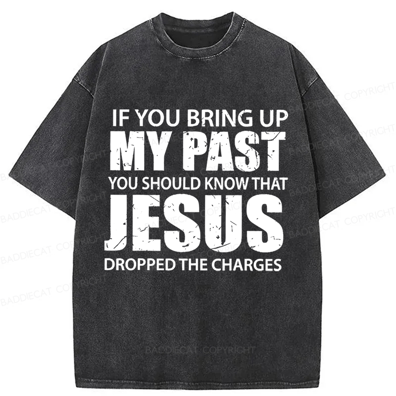 Baddiecat Jesus Christian Faith Washed T-shirt