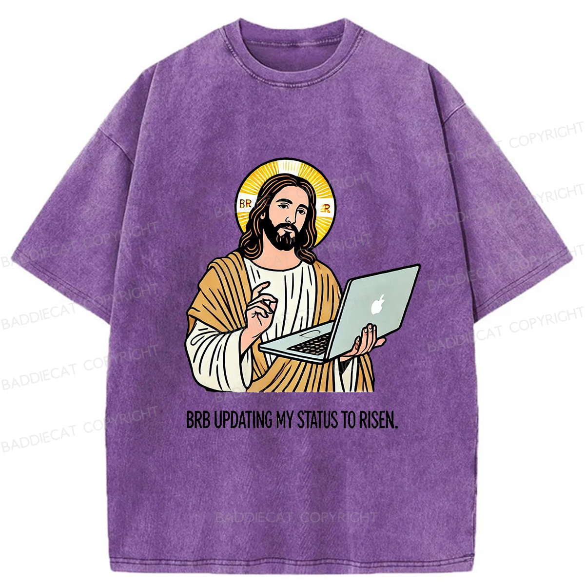 Baddiecat Funny Jesus Retro Washed T-shirt