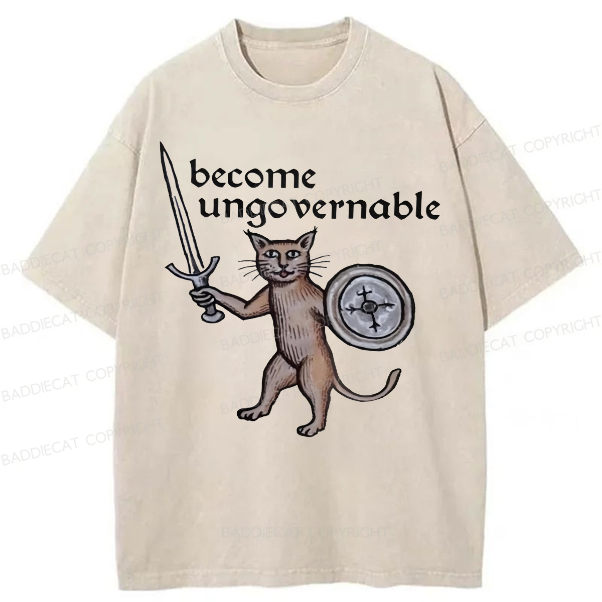 Baddiecat Become Ungovernable Cat Washed T-shirt