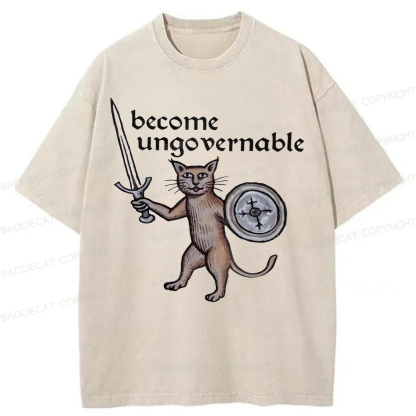 Baddiecat Become Ungovernable Cat Washed T-shirt