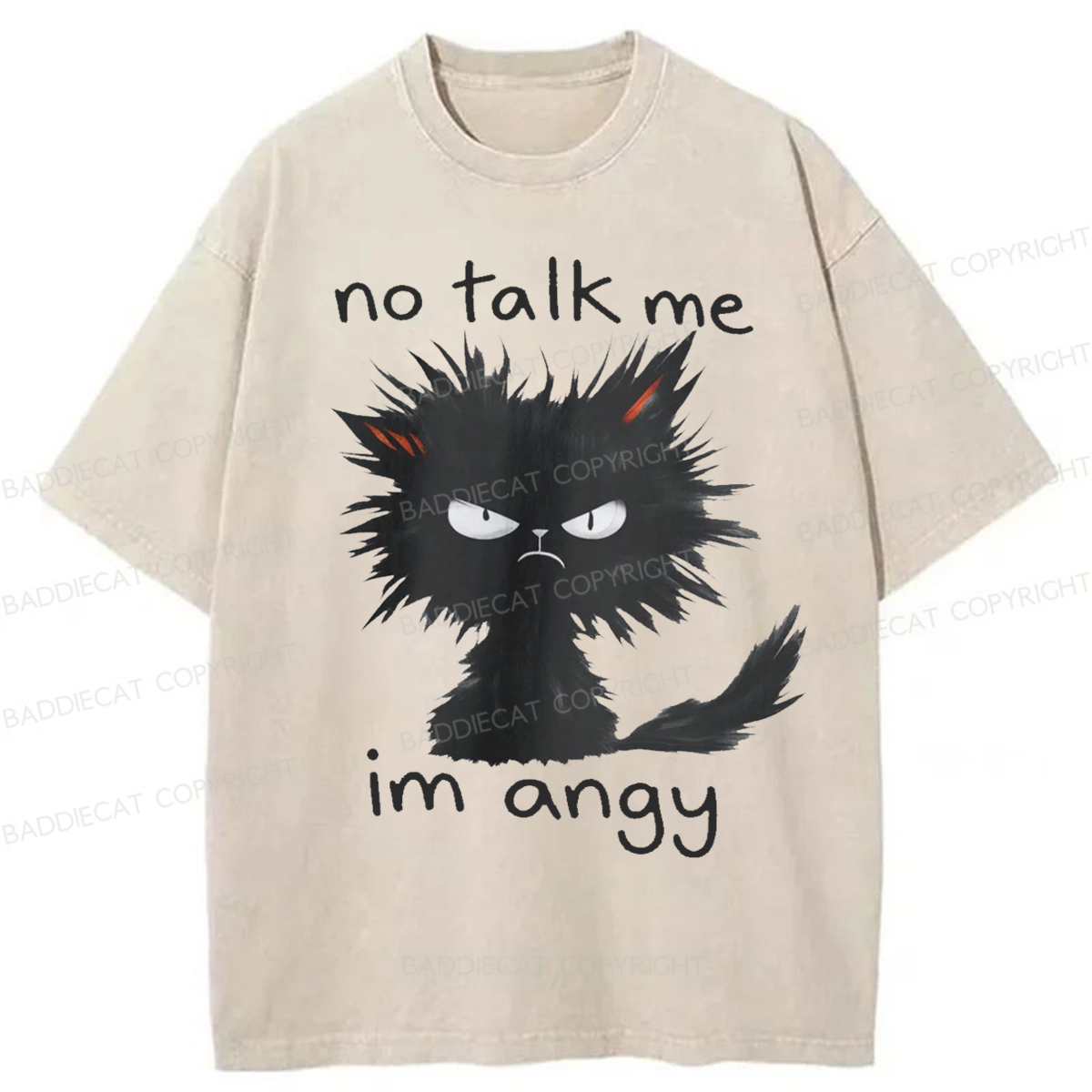 Baddiecat No Talk Me Im Angy Cat Washed T-shirt