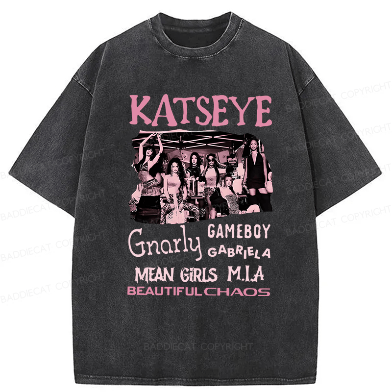 Baddiecat Katseye The Beautiful Chaos Tour Washed T-shirt
