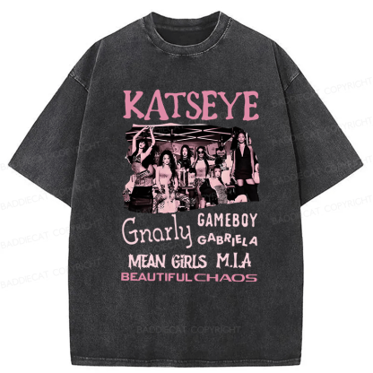 Baddiecat Katseye The Beautiful Chaos Tour Washed T-shirt