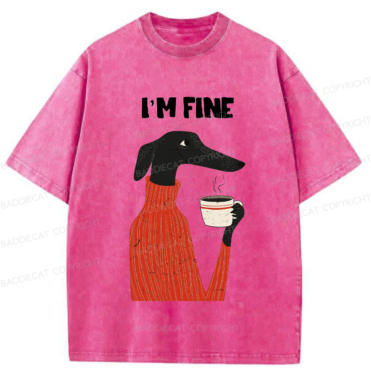 Baddiecat I'm Fine Washed T-shirt