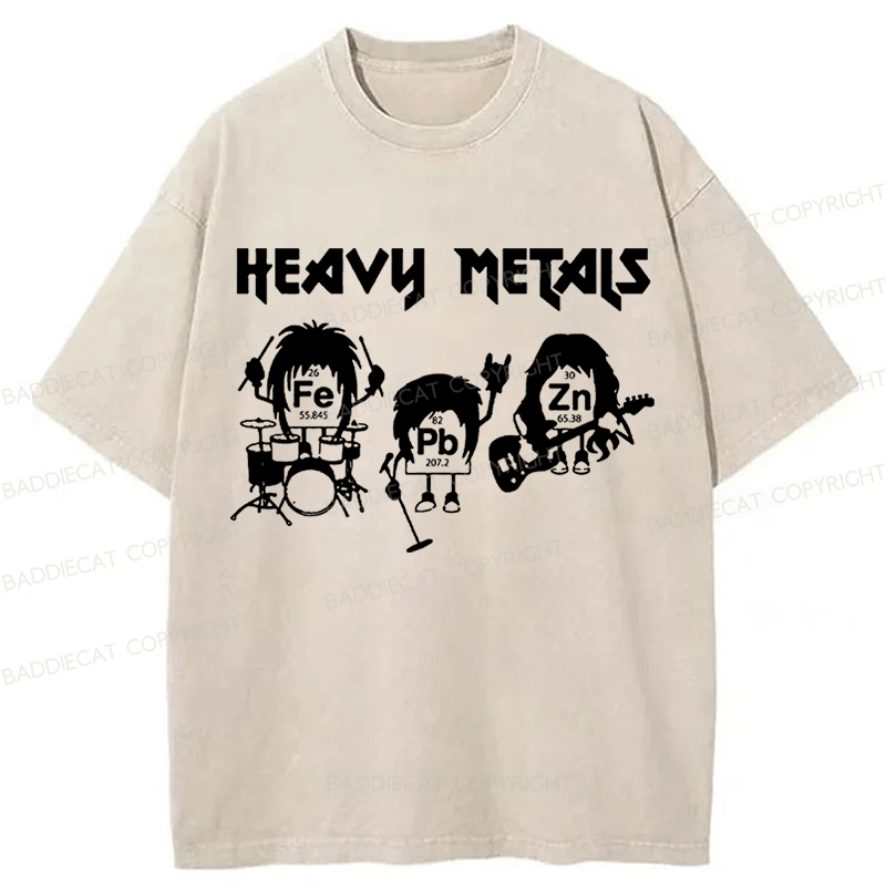 Baddiecat Heavy Metals Music Washed T-shirt