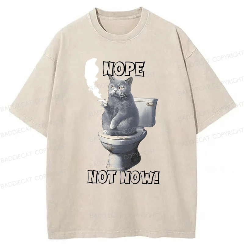 Baddiecat Cat Nope Not Now Washed T-Shirt