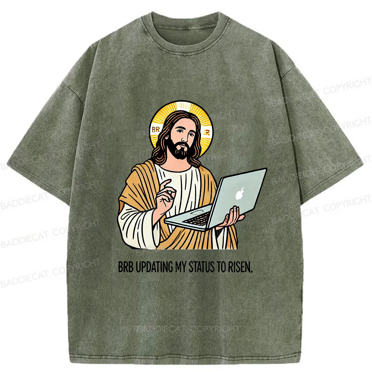 Baddiecat Funny Jesus Retro Washed T-shirt