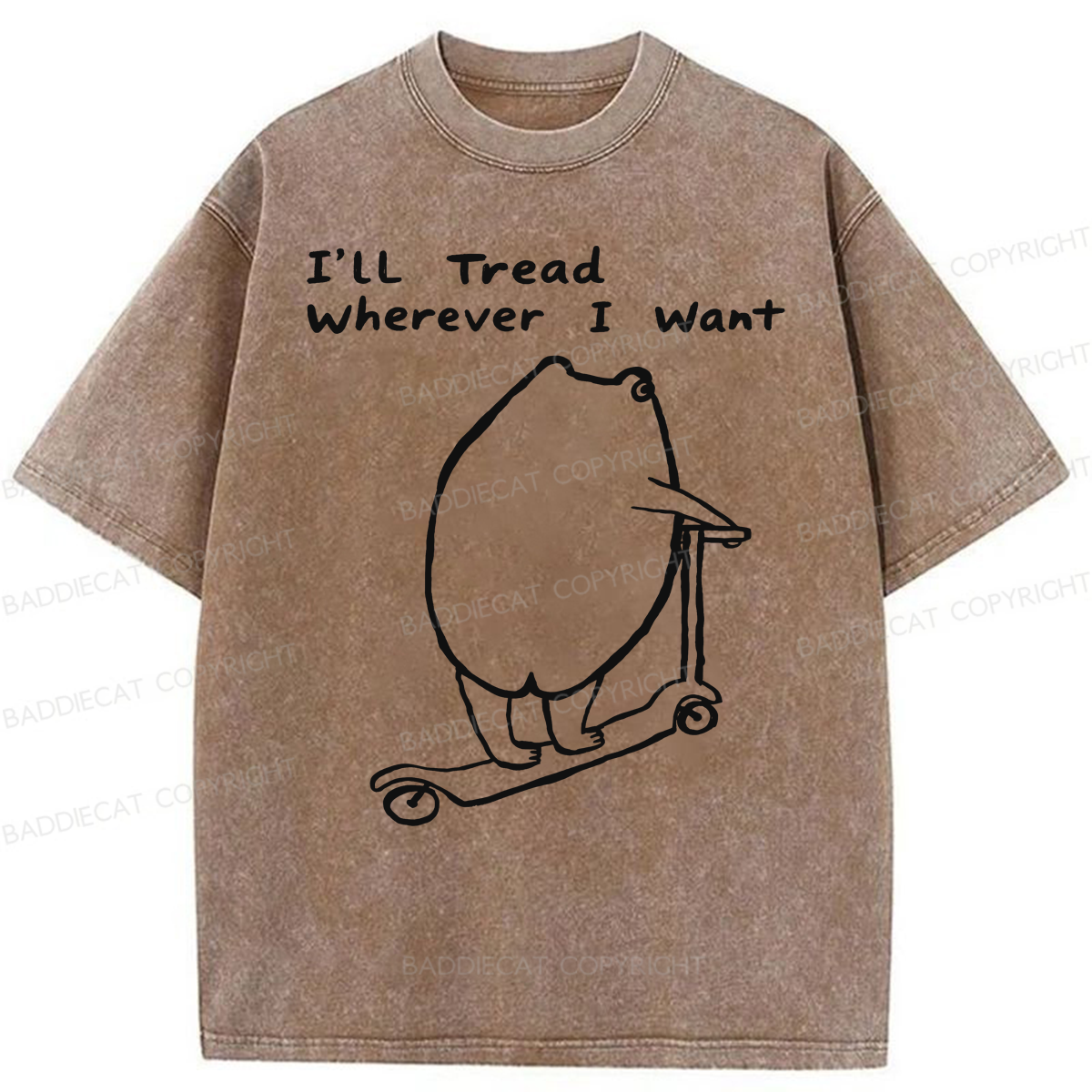 Baddiecat I'll Tread Wherever I Want Washed T-shirt