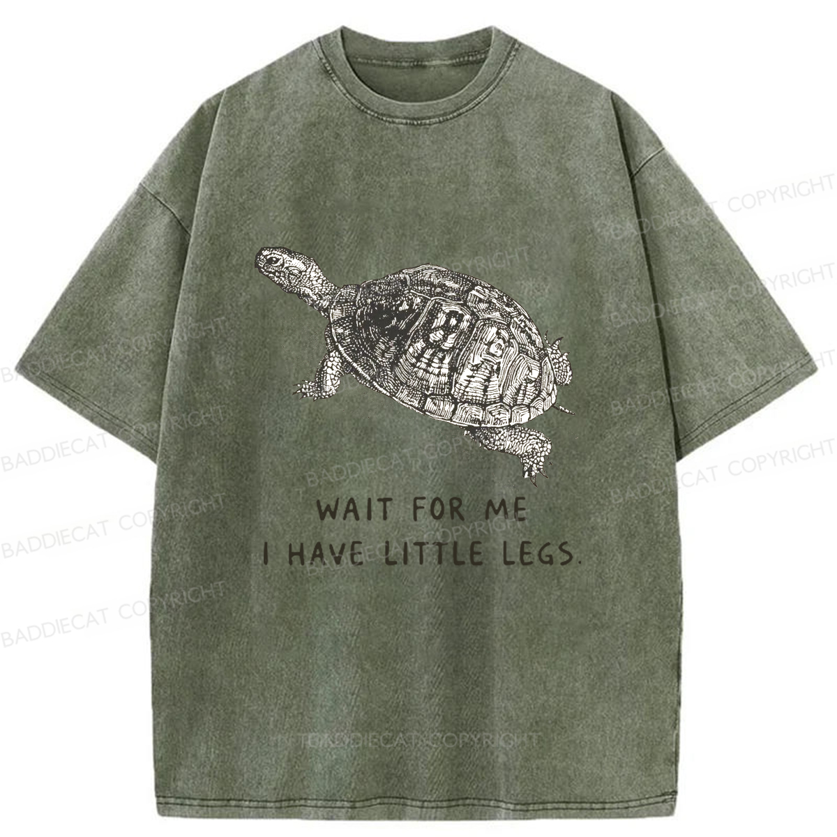 Baddiecat Anxious Turtle Washed T-shirt