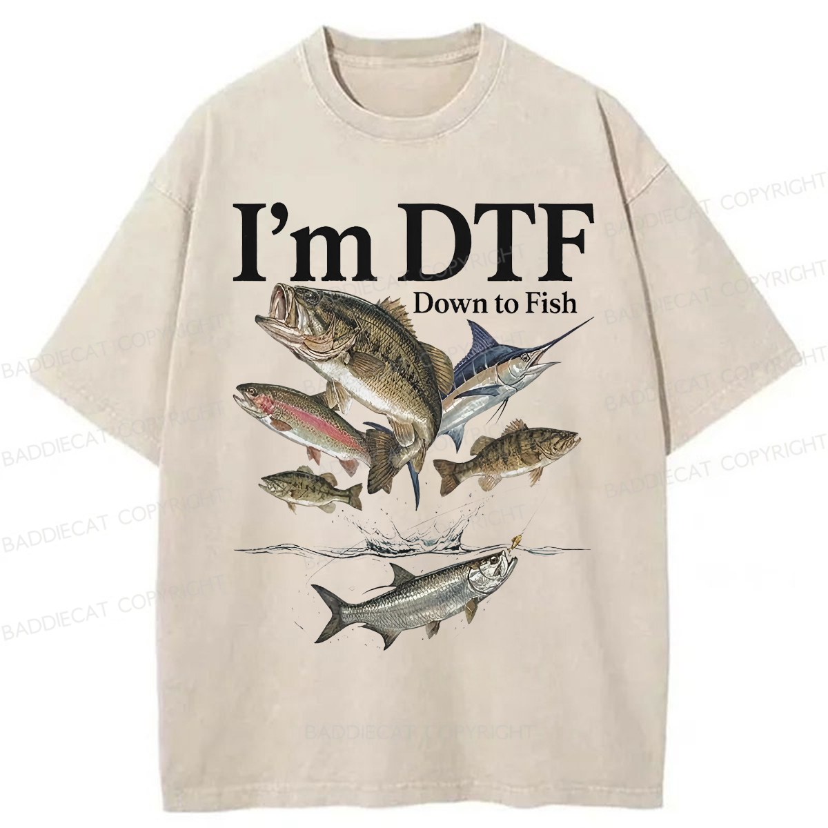 Baddiecat I'm Down To Fish Washed T-shirt