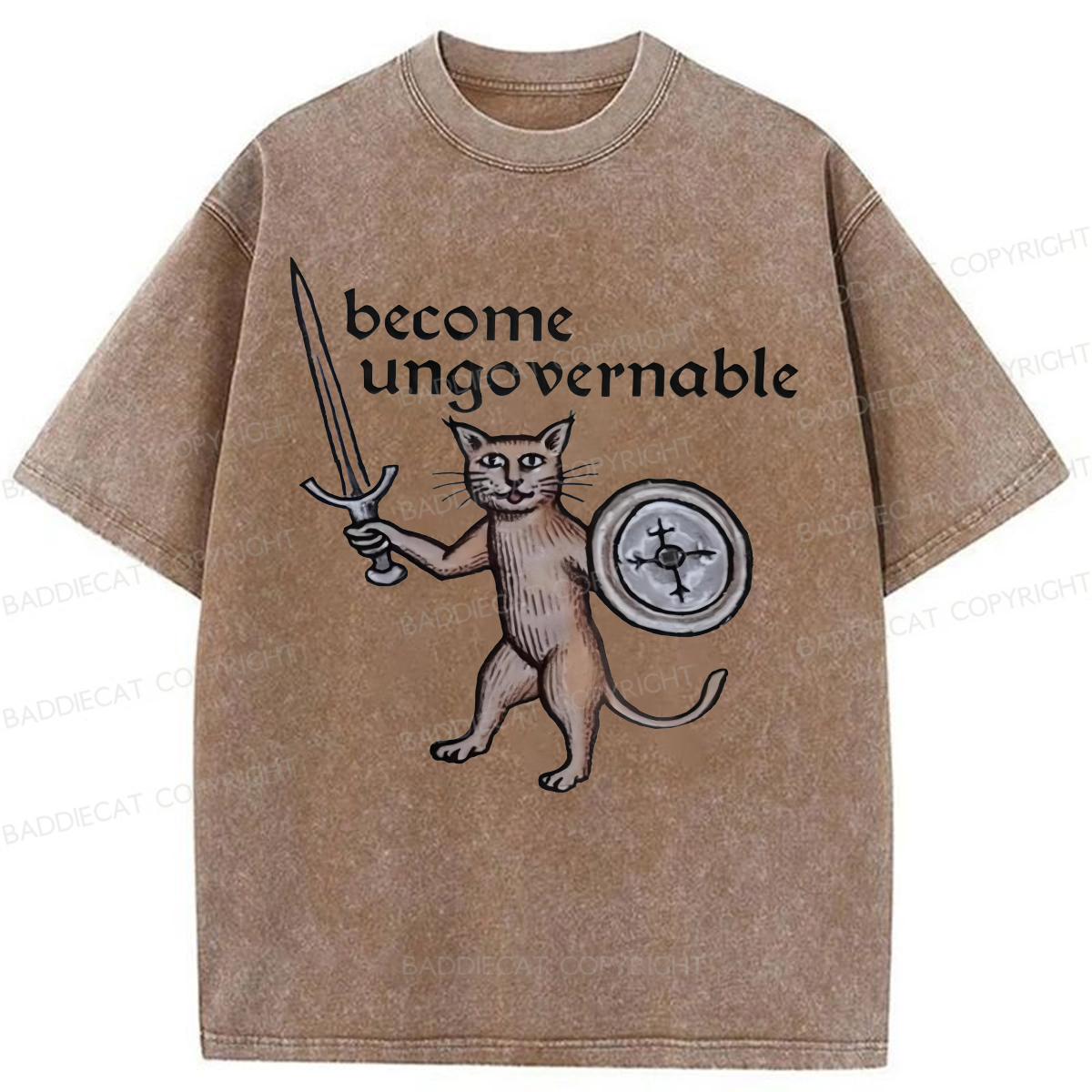 Baddiecat Become Ungovernable Cat Washed T-shirt