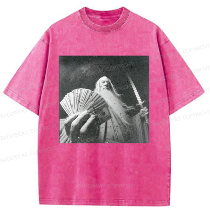 Baddiecat Wizard Old And Rich Comfort Washed T-shirt