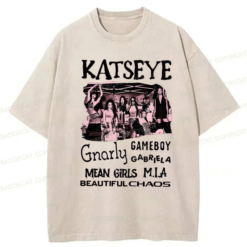 Baddiecat Katseye The Beautiful Chaos Tour Washed T-shirt
