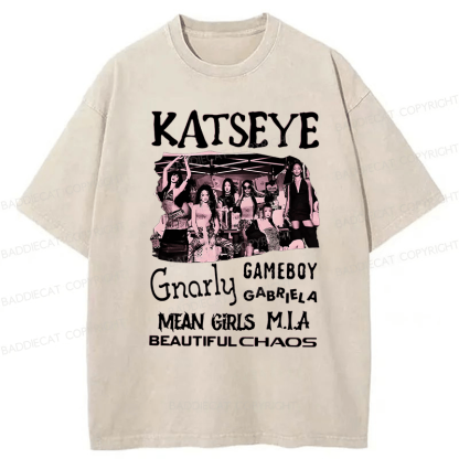 Baddiecat Katseye The Beautiful Chaos Tour Washed T-shirt