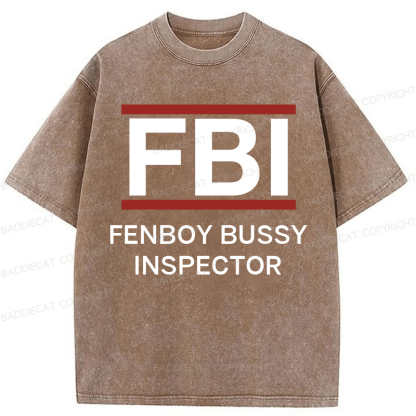 Baddiecat Fenboy Bussy Inspector Funny Washed T-shirt