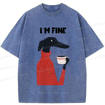Baddiecat I'm Fine Washed T-shirt