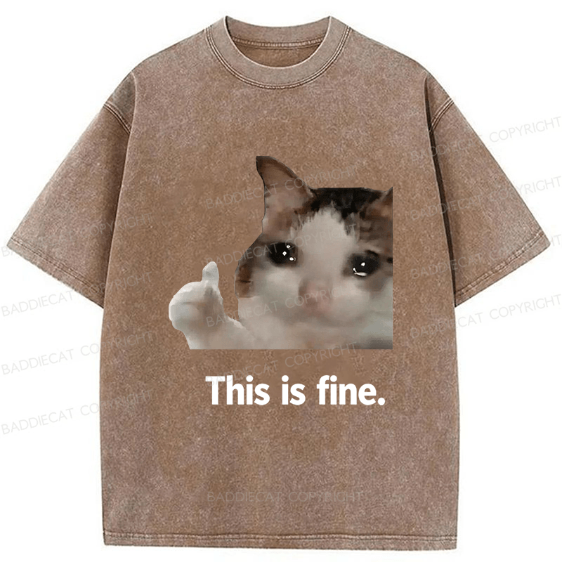 Baddiecat Cat Meme Funny Washed T-shirt