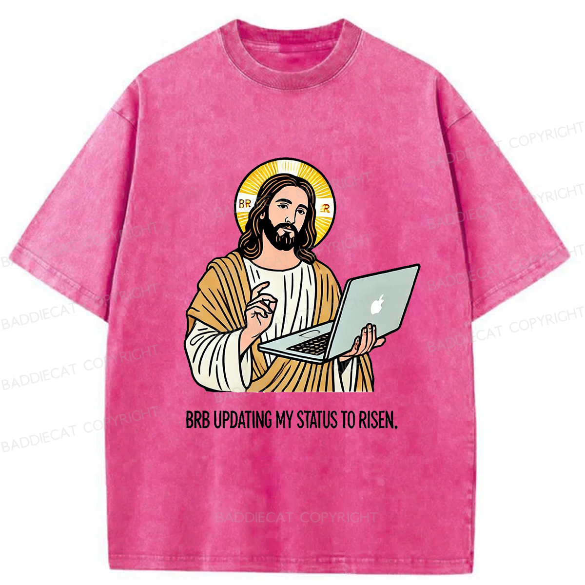 Baddiecat Funny Jesus Retro Washed T-shirt
