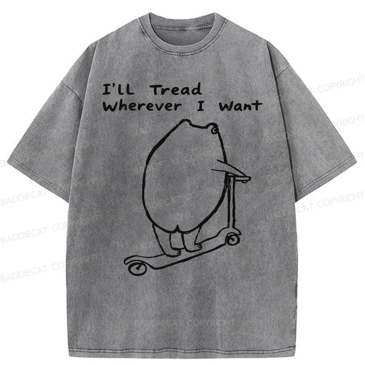 Baddiecat I'll Tread Wherever I Want Washed T-shirt