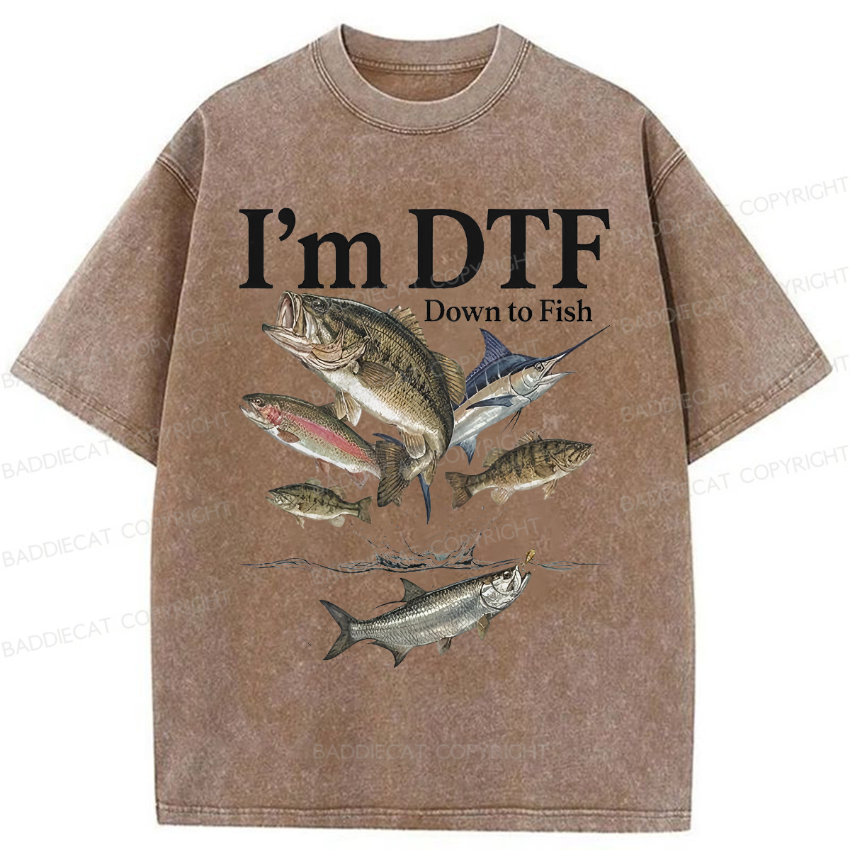 Baddiecat I'm Down To Fish Washed T-shirt